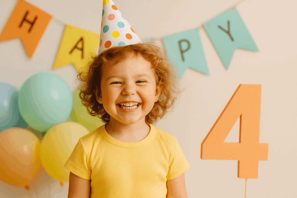 Glückwünsche zum 4. Geburtstag